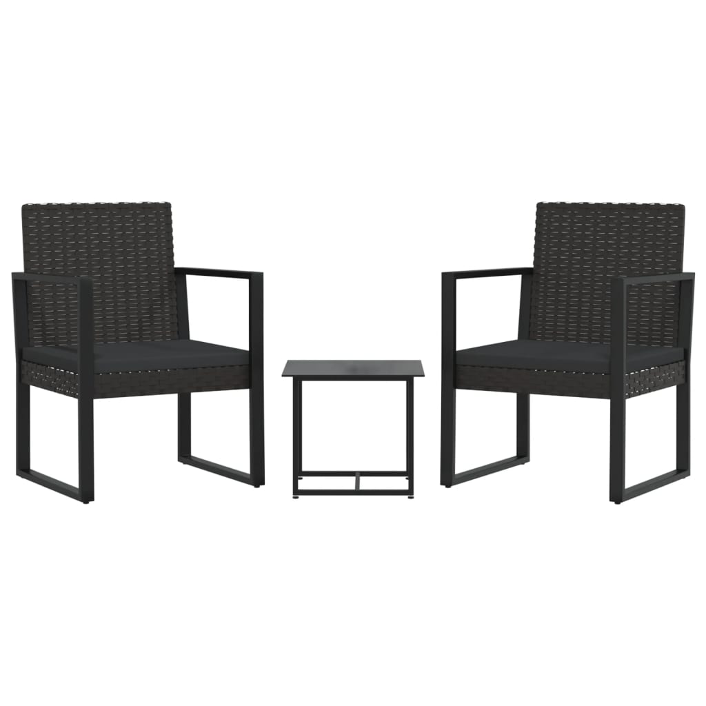Set mobilier de grădină cu perne, 3 piese, negru, poliratan GartenMobel Dekor