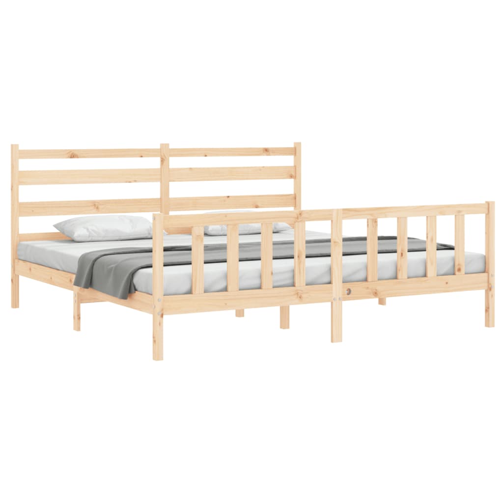Cadru pat cu tăblie 200x200 cm, lemn masiv de pin GartenMobel Dekor