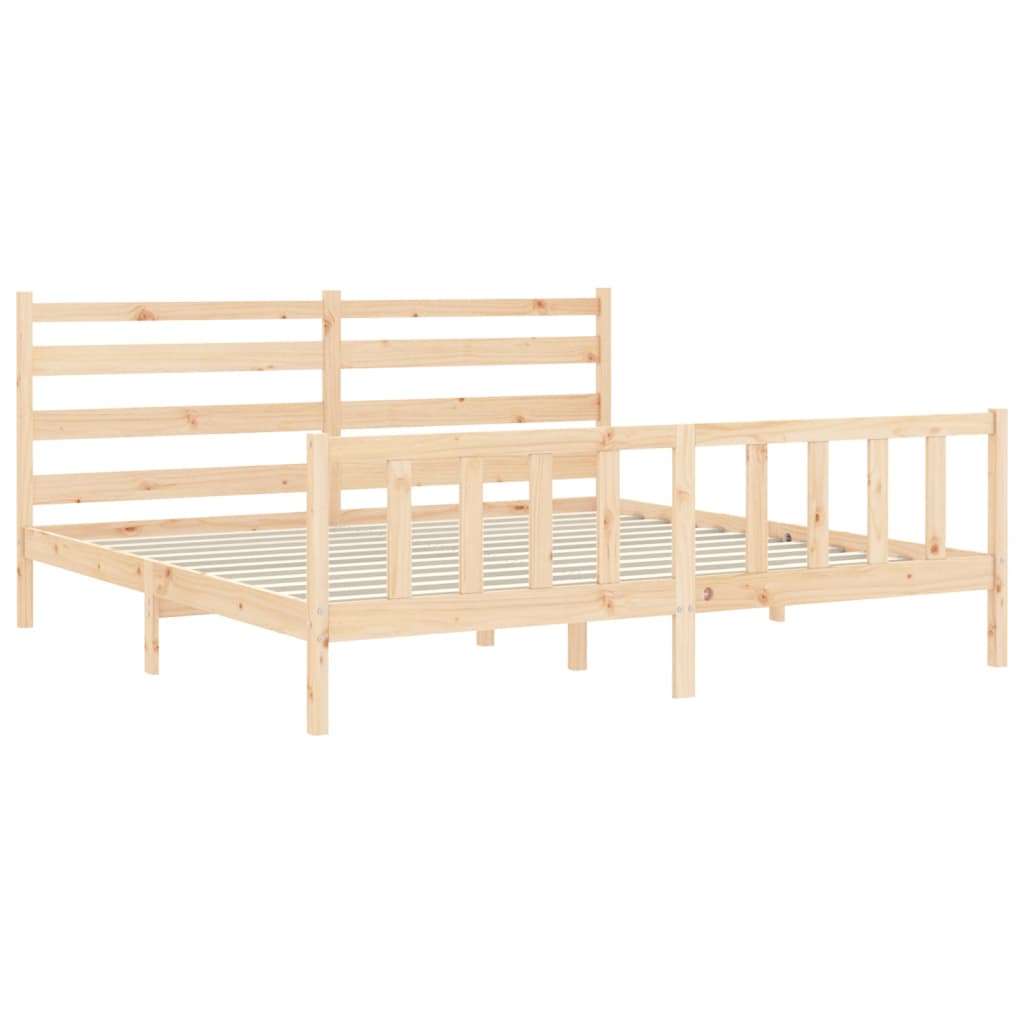 Cadru pat cu tăblie 200x200 cm, lemn masiv de pin GartenMobel Dekor