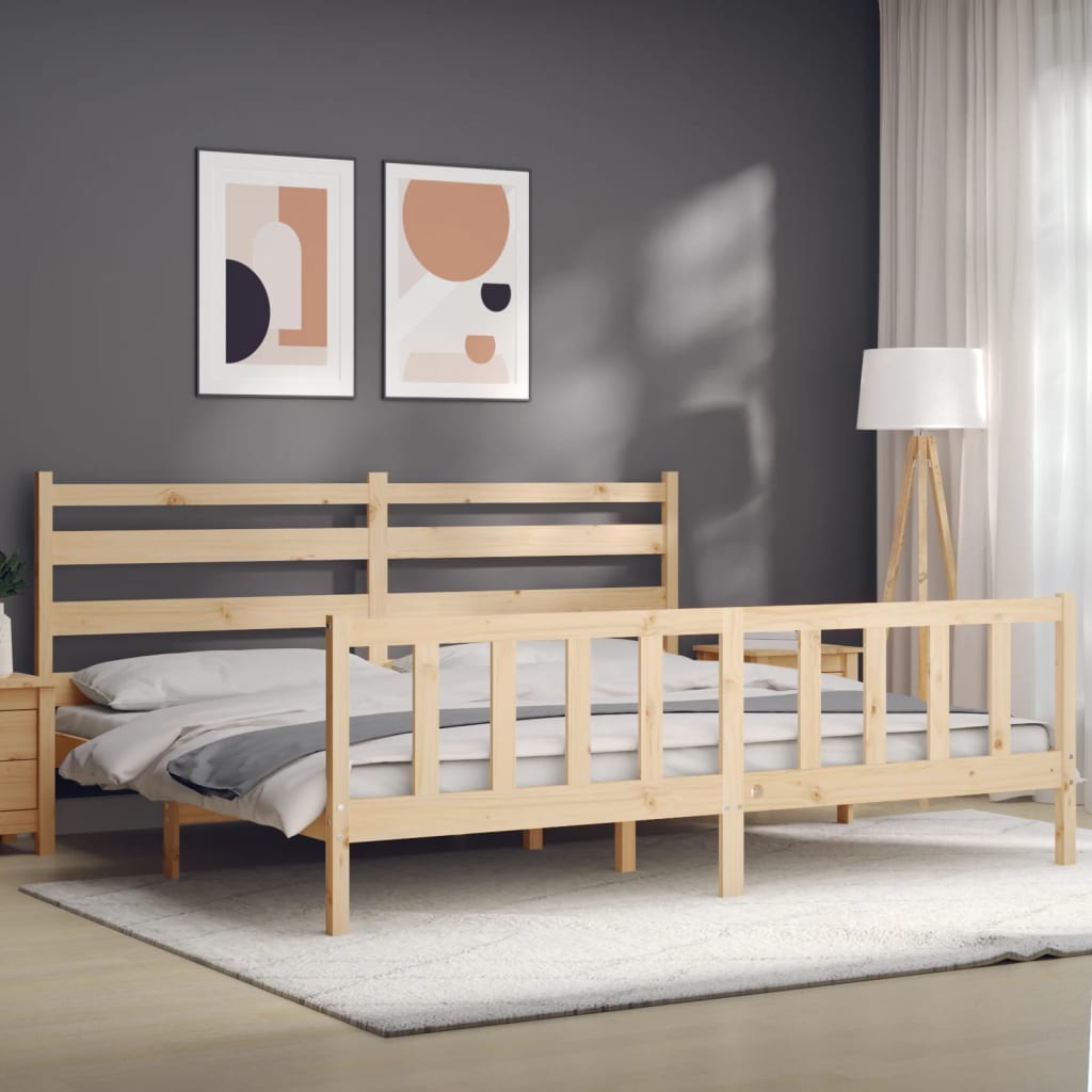Cadru pat cu tăblie 200x200 cm, lemn masiv de pin GartenMobel Dekor