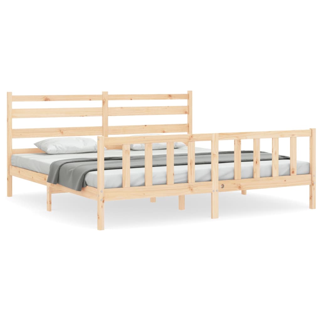 Cadru pat cu tăblie 200x200 cm, lemn masiv de pin GartenMobel Dekor