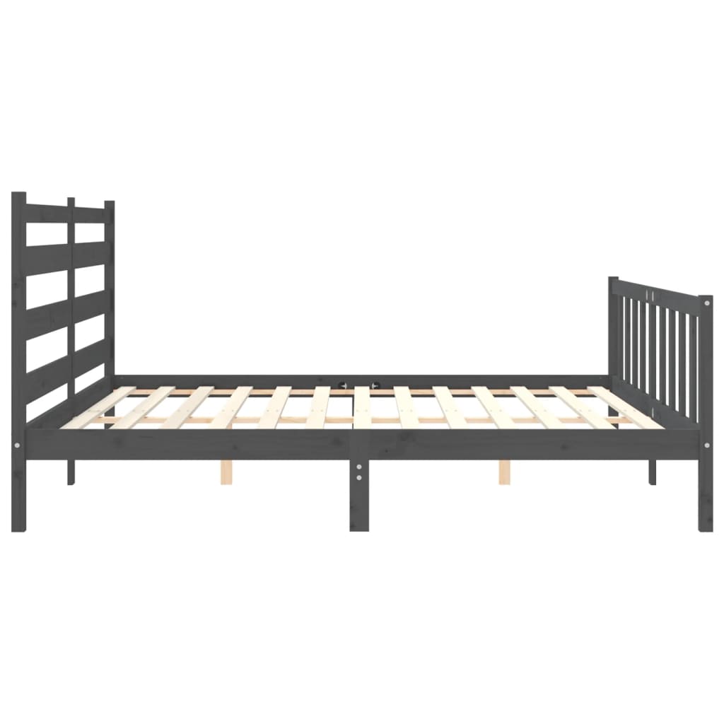 Cadru pat cu tăblie 200x200 cm, gri, lemn masiv GartenMobel Dekor