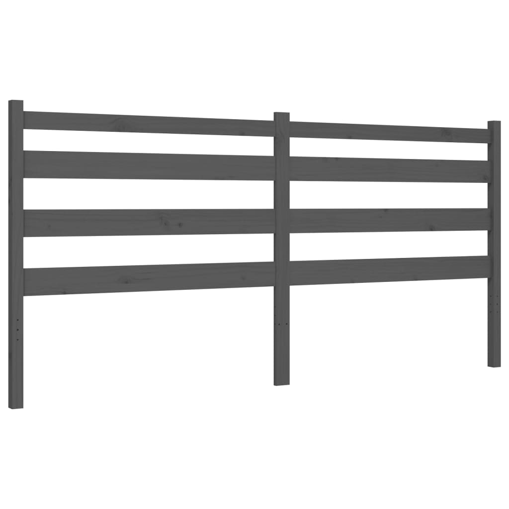 Cadru pat cu tăblie 200x200 cm, gri, lemn masiv GartenMobel Dekor