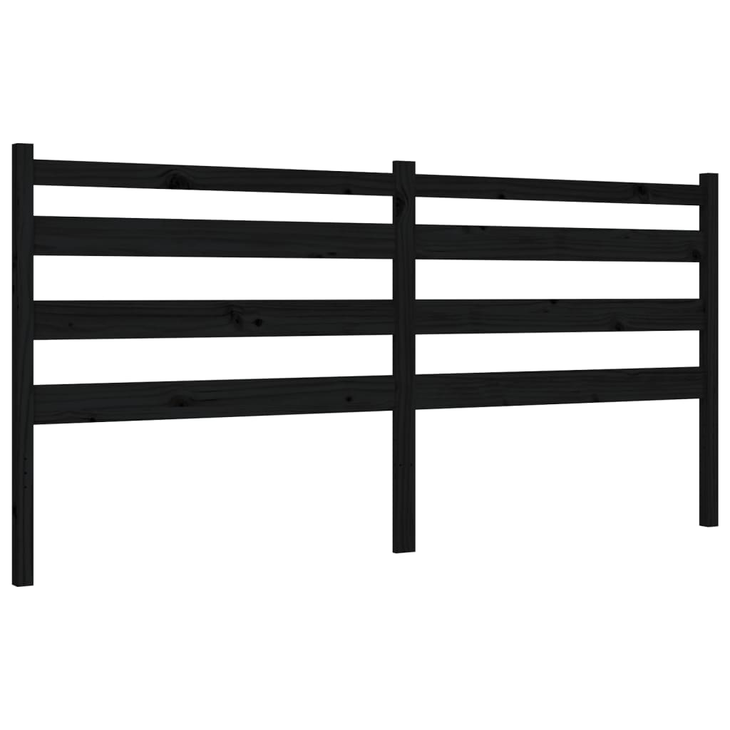 Cadru pat cu tăblie 200x200 cm, negru, lemn masiv GartenMobel Dekor