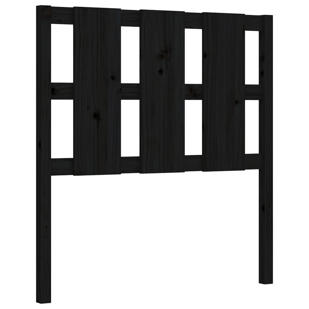 Cadru de pat cu tăblie Small Single, negru, lemn masiv GartenMobel Dekor