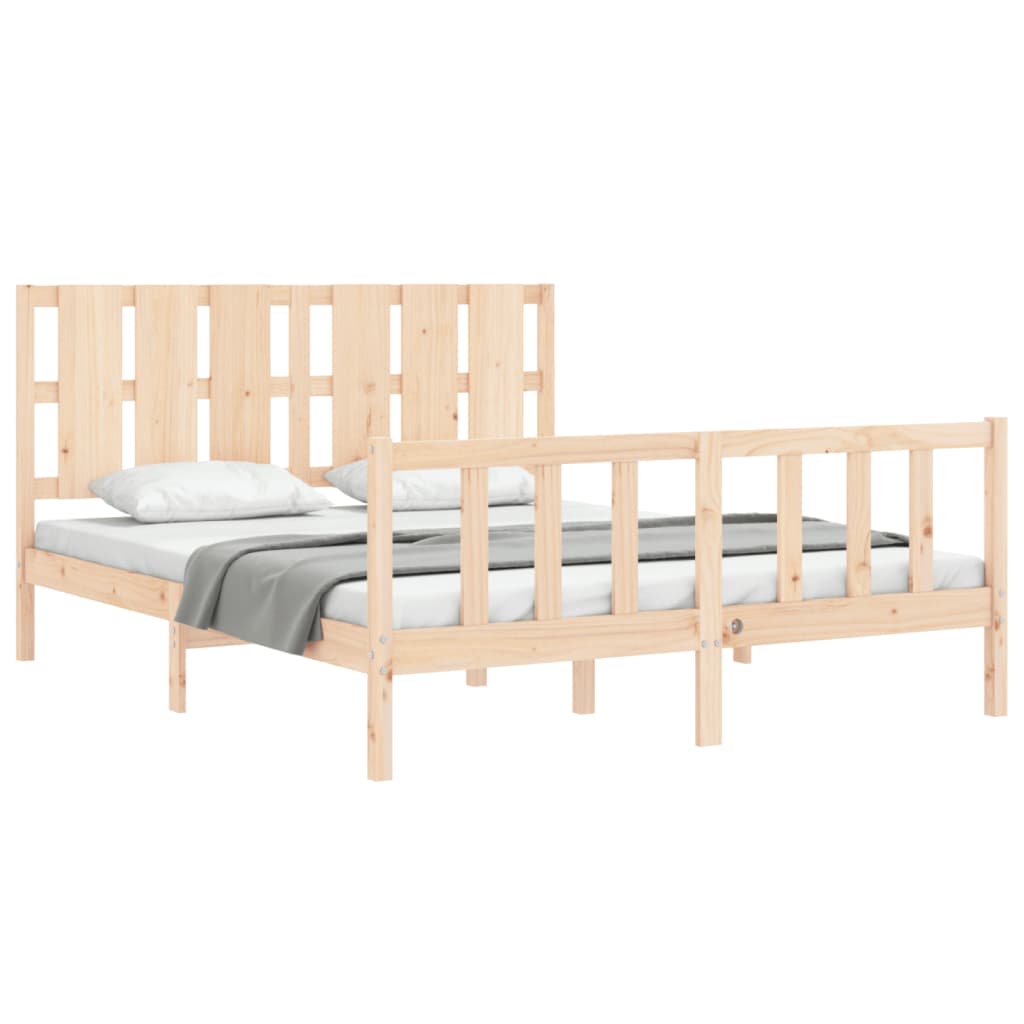 Cadru de pat cu tăblie, king size, lemn masiv GartenMobel Dekor