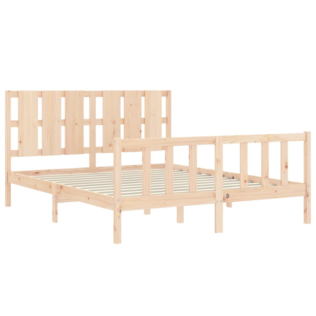 Cadru de pat cu tăblie, king size, lemn masiv GartenMobel Dekor