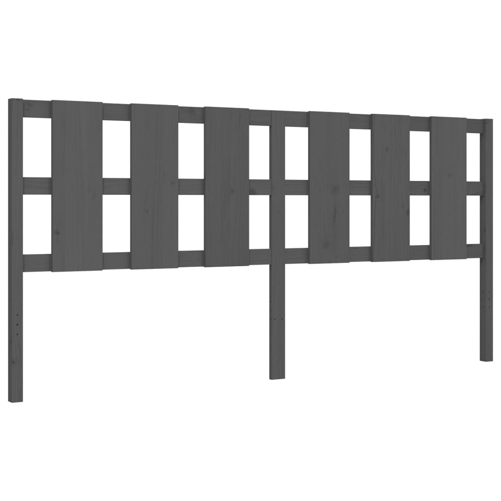 Cadru pat cu tăblie 200x200 cm, gri, lemn masiv GartenMobel Dekor