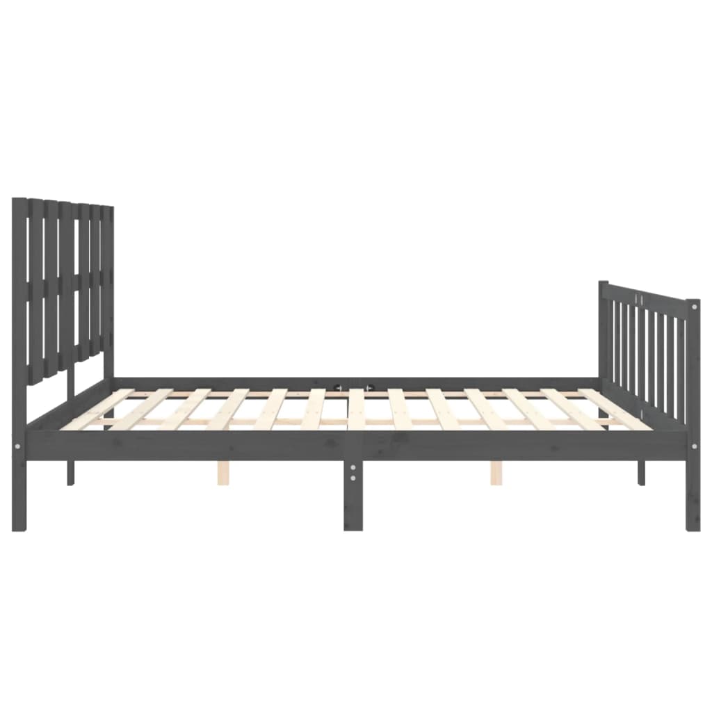 Cadru pat cu tăblie 200x200 cm, gri, lemn masiv GartenMobel Dekor