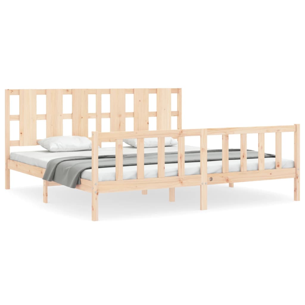 Cadru pat cu tăblie 200x200 cm, lemn masiv de pin GartenMobel Dekor