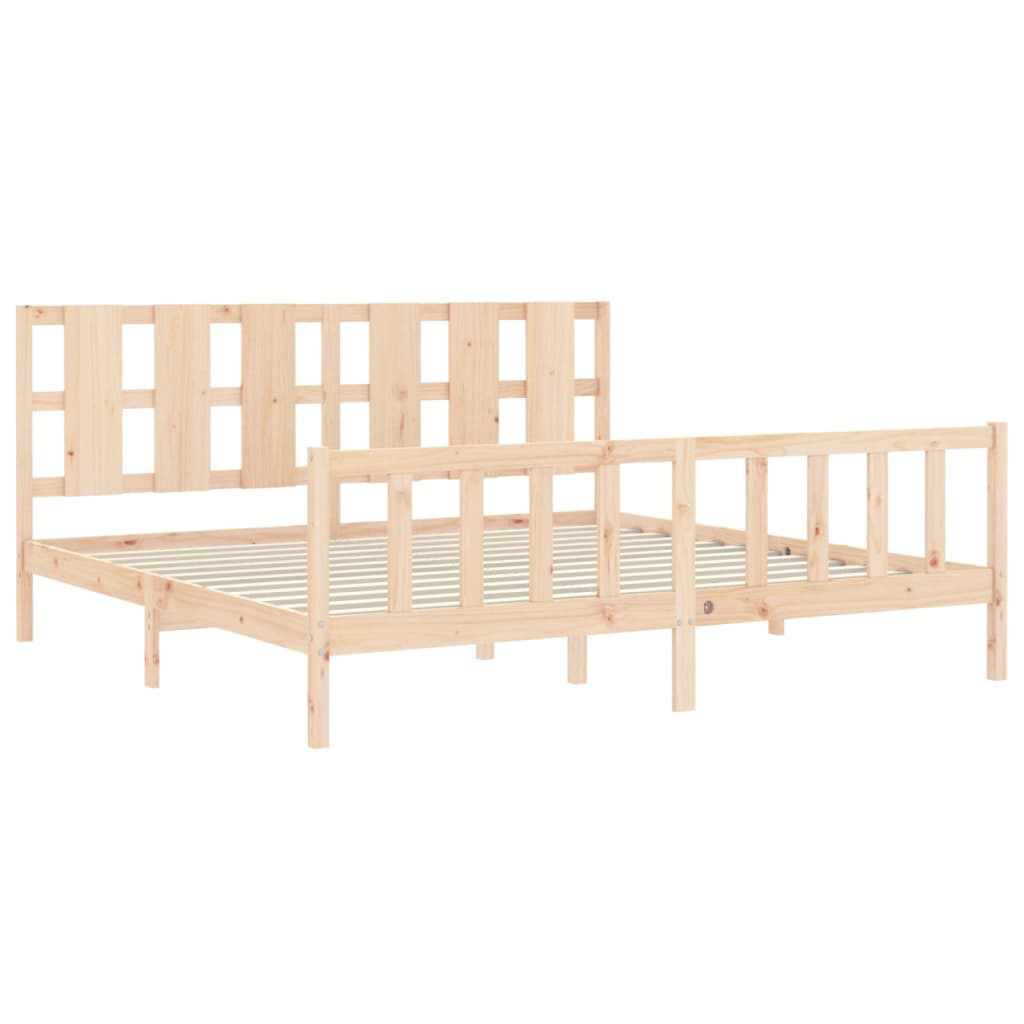 Cadru pat cu tăblie 200x200 cm, lemn masiv de pin GartenMobel Dekor