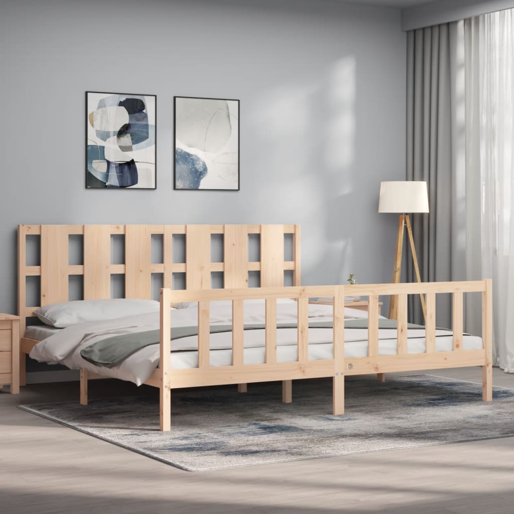Cadru pat cu tăblie 200x200 cm, lemn masiv de pin GartenMobel Dekor