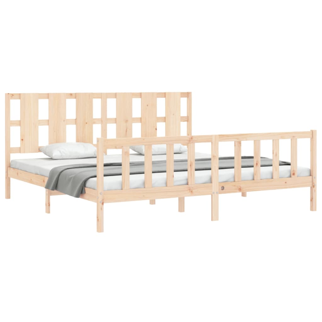Cadru pat cu tăblie 200x200 cm, lemn masiv de pin GartenMobel Dekor