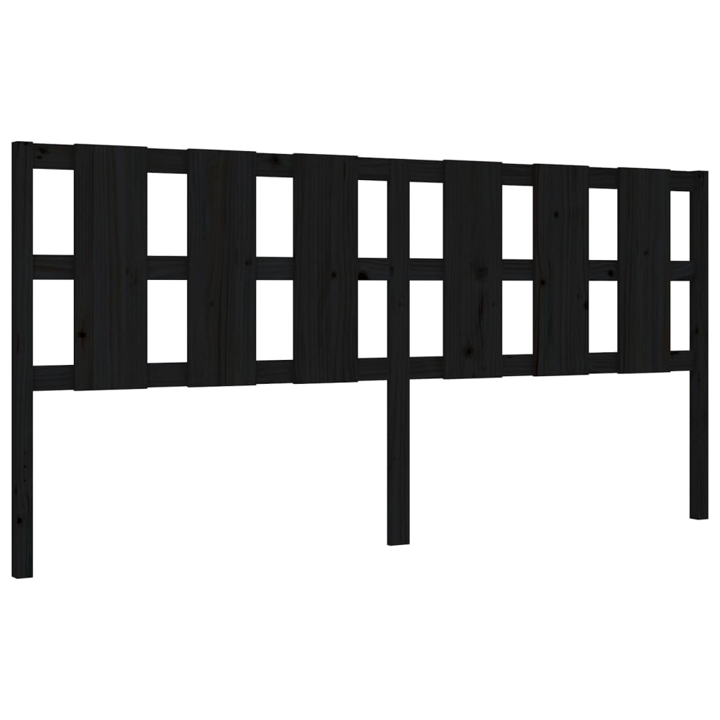 Cadru pat cu tăblie 200x200 cm, negru, lemn masiv GartenMobel Dekor