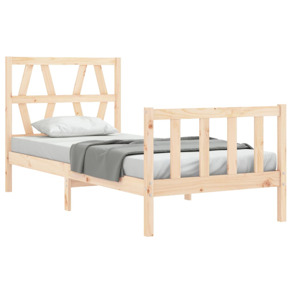 Cadru de pat cu tăblie single, lemn masiv GartenMobel Dekor