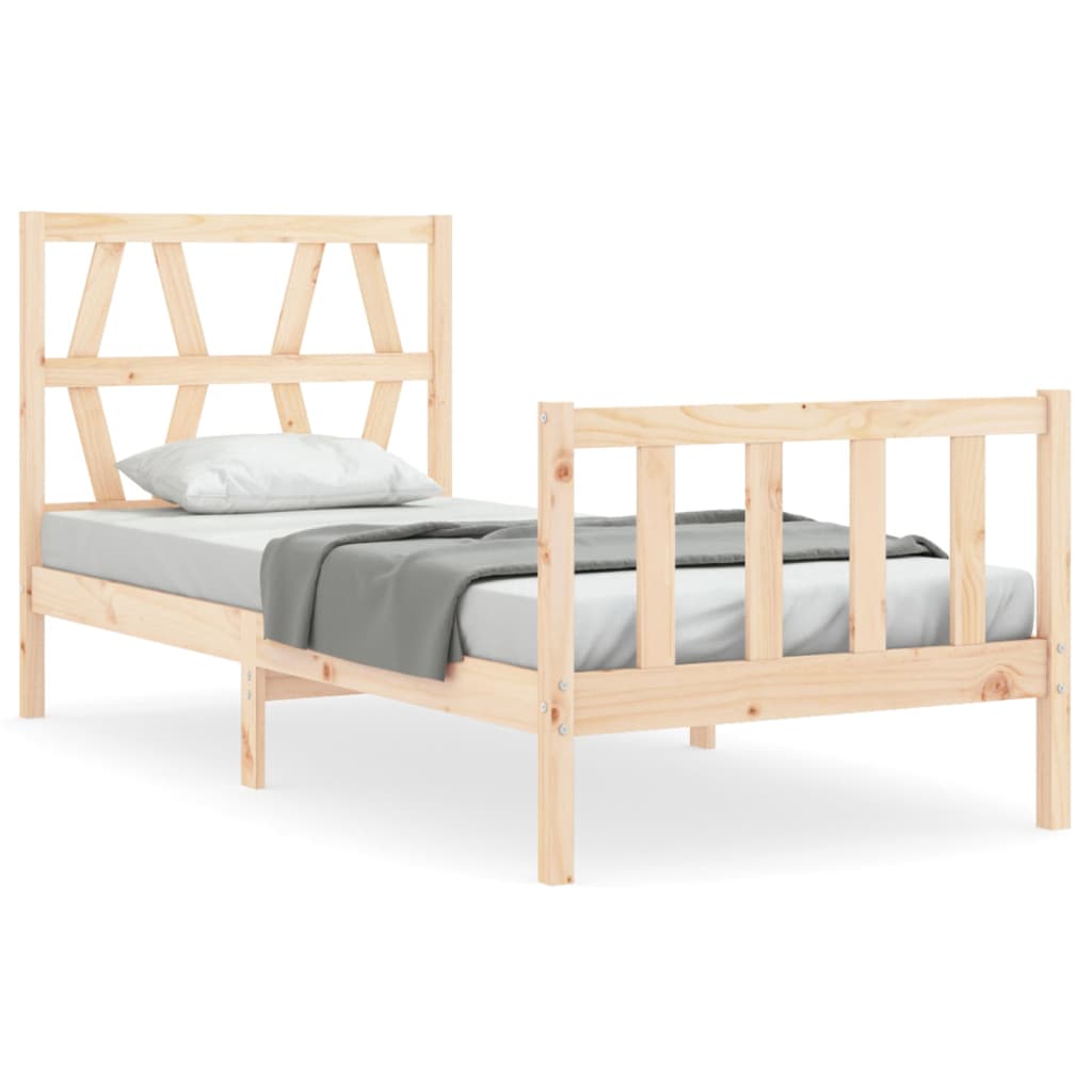 Cadru de pat cu tăblie single, lemn masiv GartenMobel Dekor