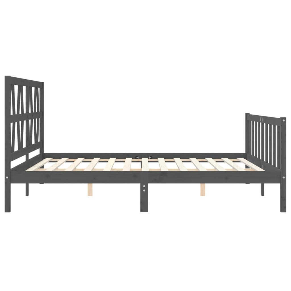 Cadru pat cu tăblie 200x200 cm, gri, lemn masiv GartenMobel Dekor