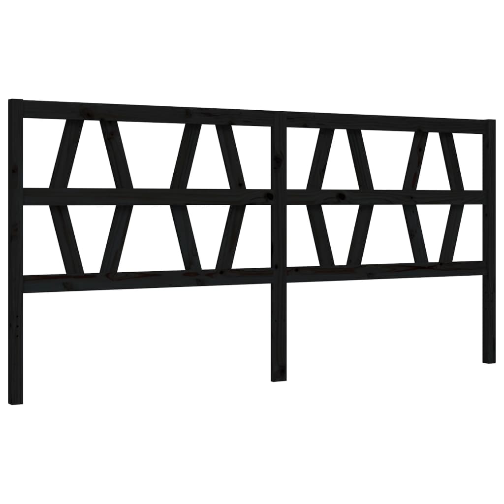 Cadru pat cu tăblie 200x200 cm, negru, lemn masiv GartenMobel Dekor