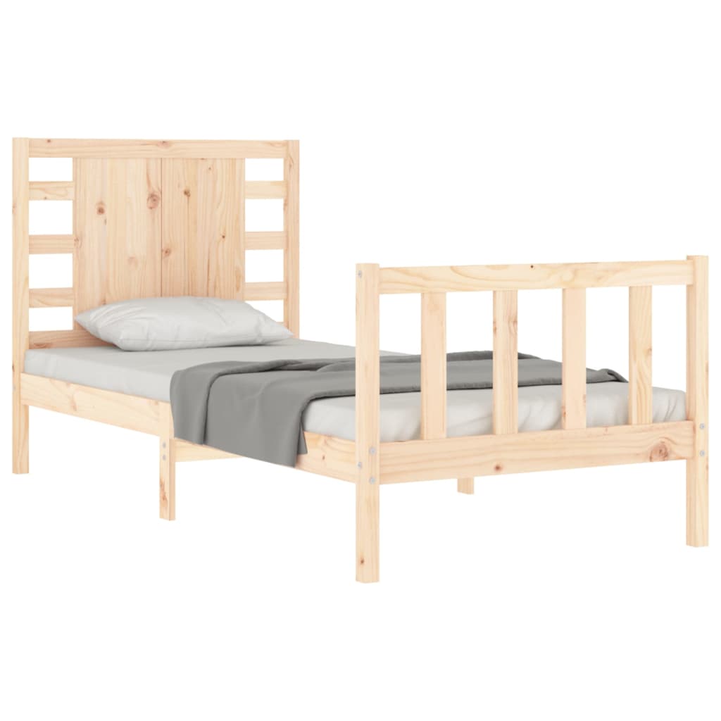 Cadru de pat cu tăblie single, lemn masiv GartenMobel Dekor
