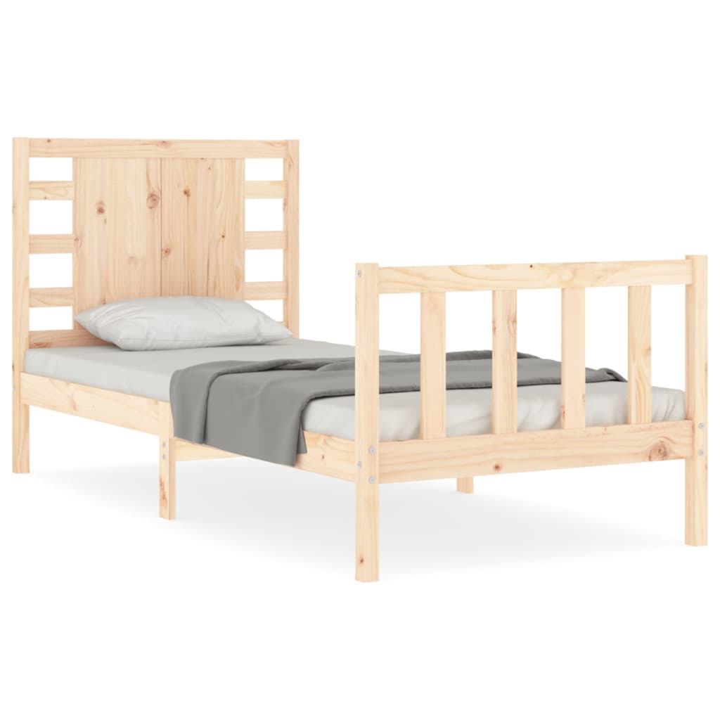 Cadru de pat cu tăblie single, lemn masiv GartenMobel Dekor
