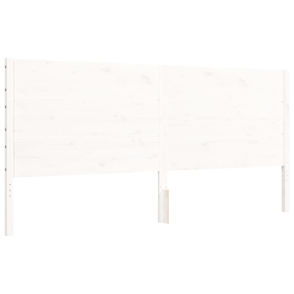 Cadru pat cu tăblie 200x200 cm, alb, lemn masiv GartenMobel Dekor