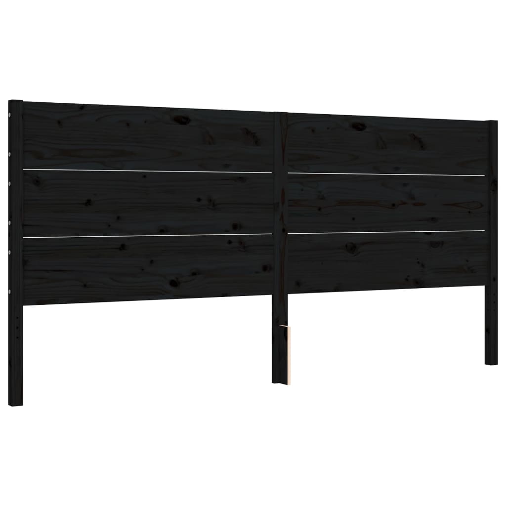 Cadru pat cu tăblie 200x200 cm, negru, lemn masiv GartenMobel Dekor