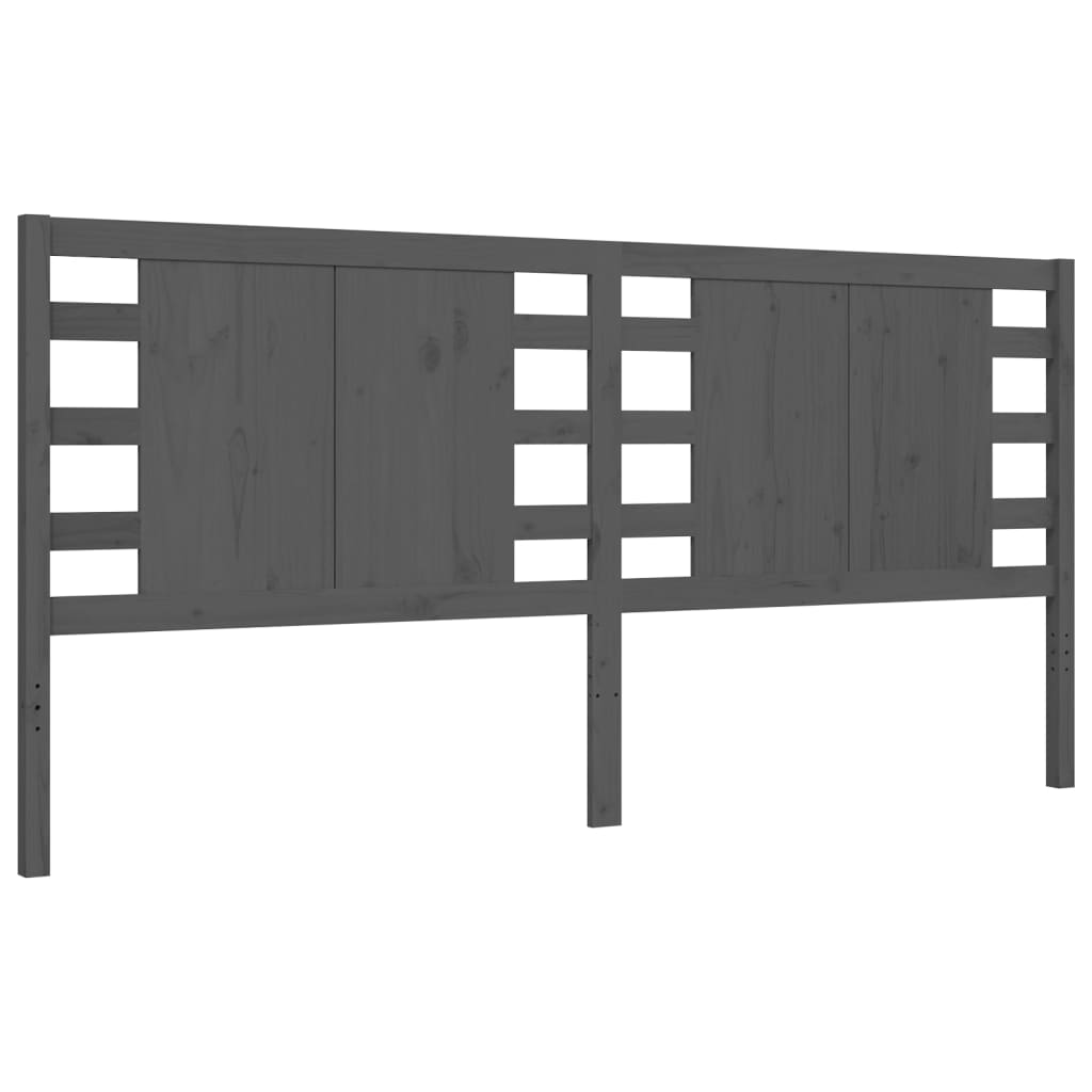 Cadru pat cu tăblie 200x200 cm, gri, lemn masiv GartenMobel Dekor