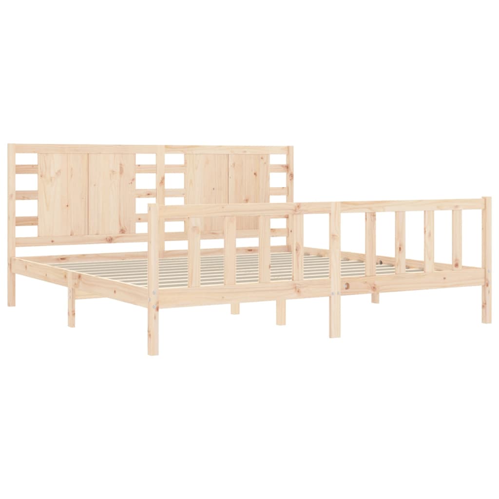 Cadru pat cu tăblie 200x200 cm, lemn masiv de pin GartenMobel Dekor