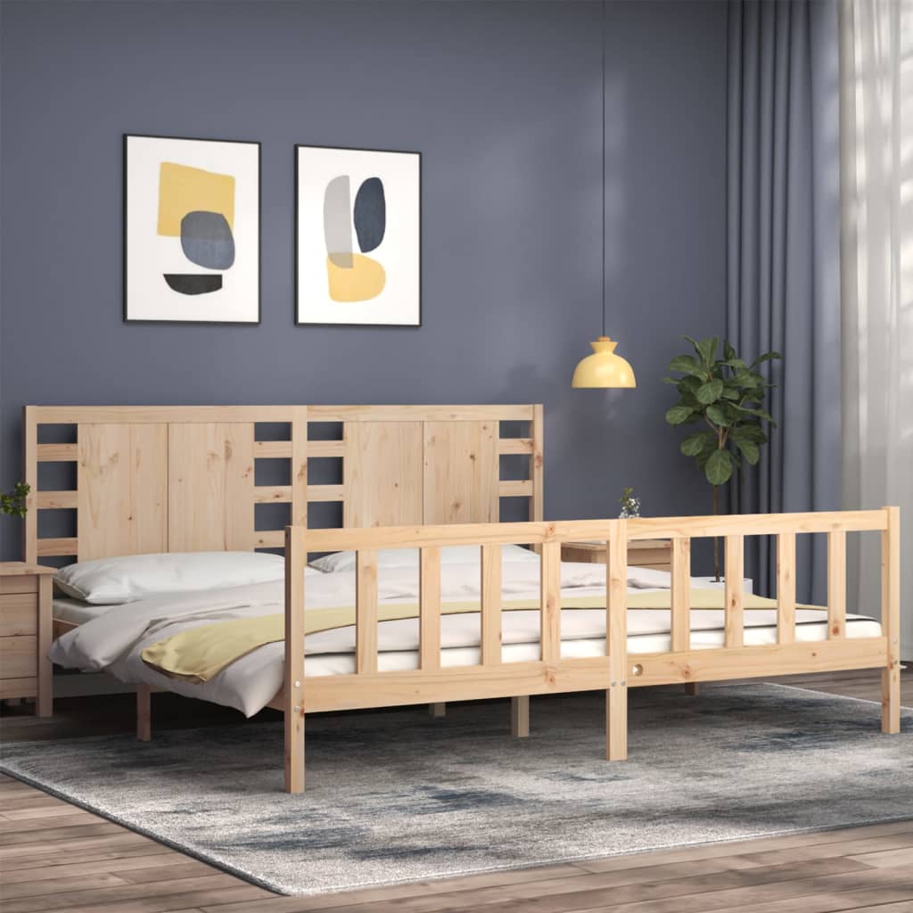 Cadru pat cu tăblie 200x200 cm, lemn masiv de pin GartenMobel Dekor