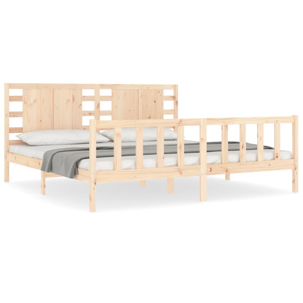 Cadru pat cu tăblie 200x200 cm, lemn masiv de pin GartenMobel Dekor