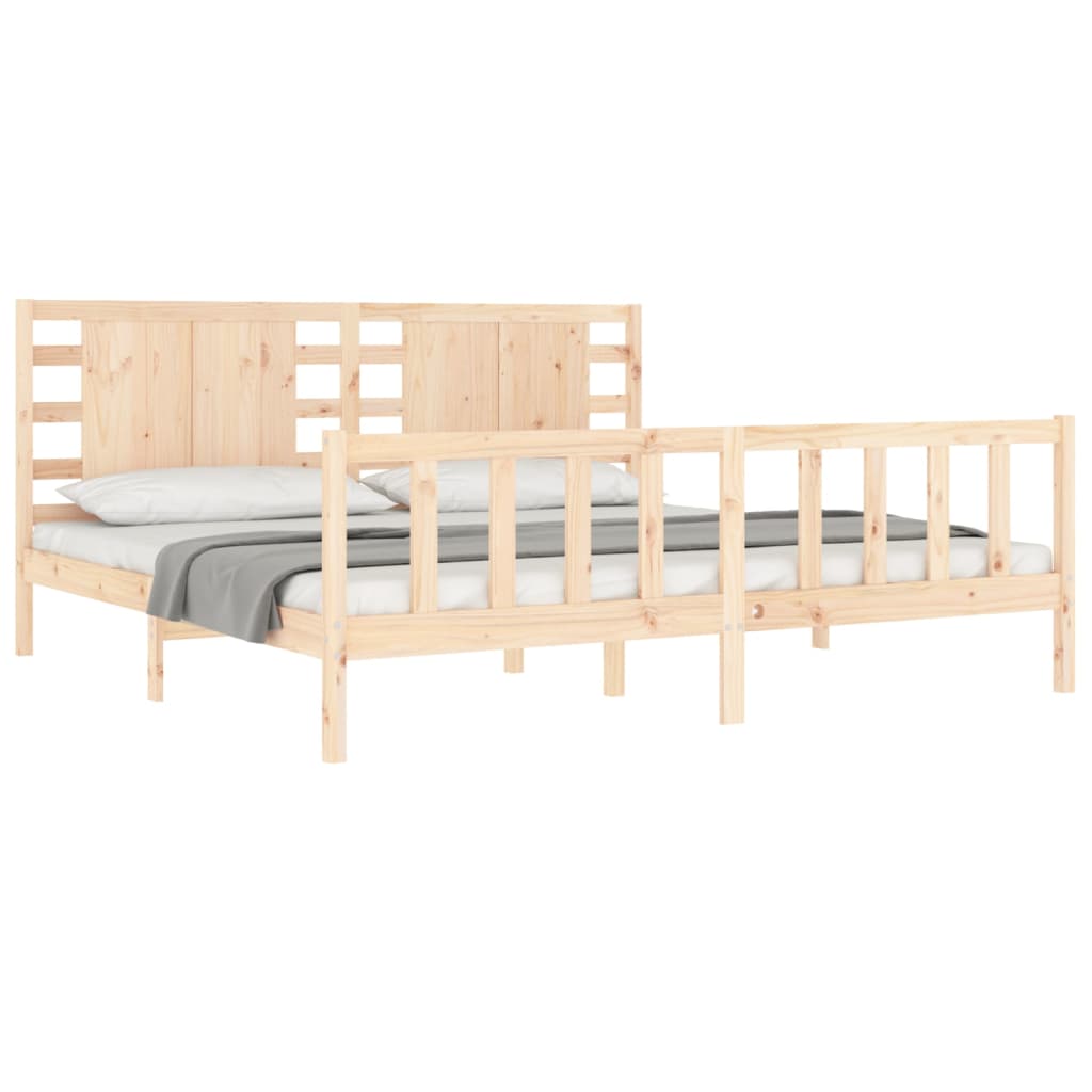 Cadru pat cu tăblie 200x200 cm, lemn masiv de pin GartenMobel Dekor