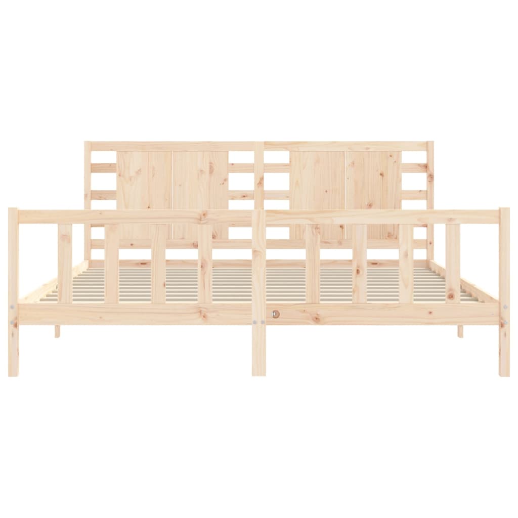 Cadru pat cu tăblie 200x200 cm, lemn masiv de pin GartenMobel Dekor