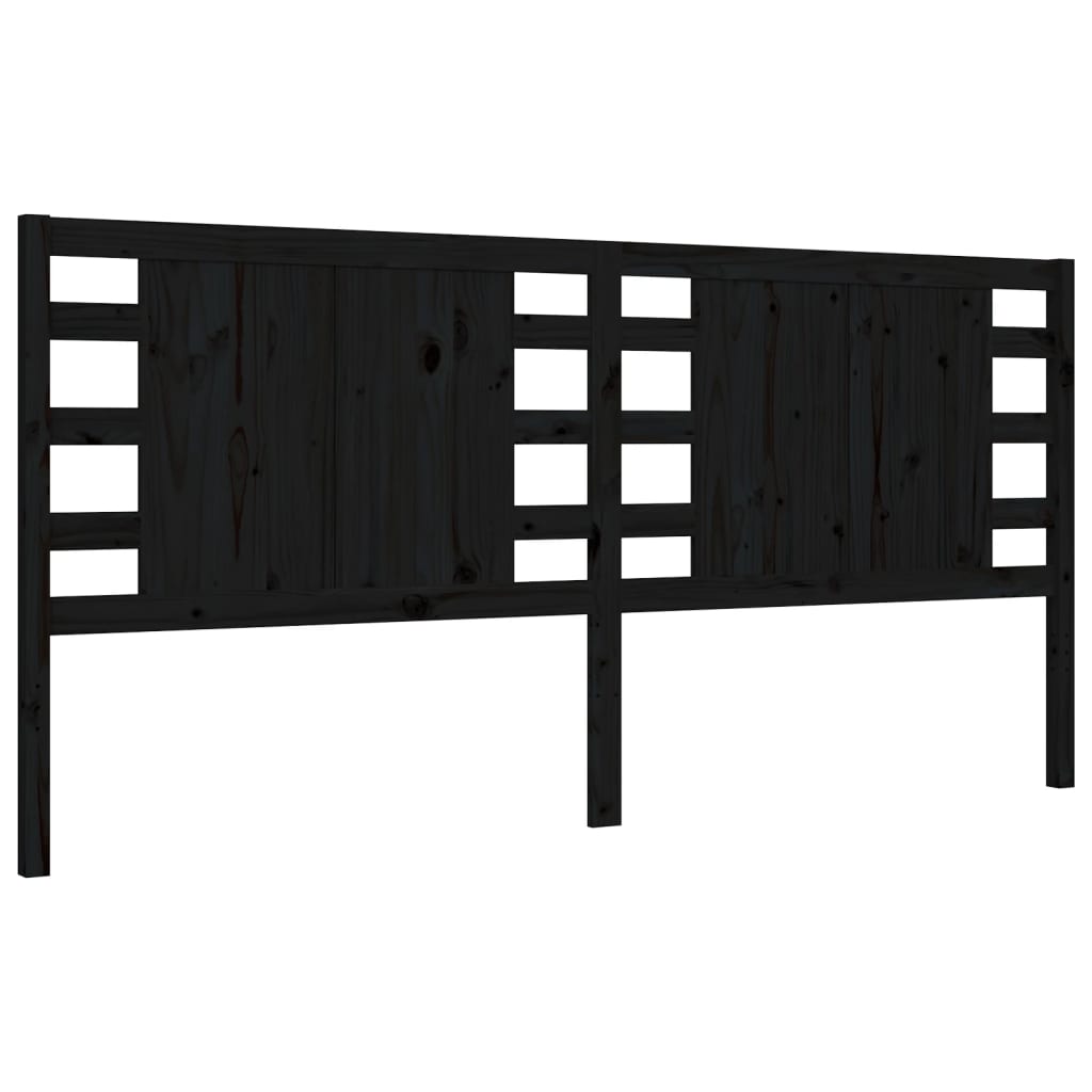 Cadru pat cu tăblie 200x200 cm, negru, lemn masiv GartenMobel Dekor