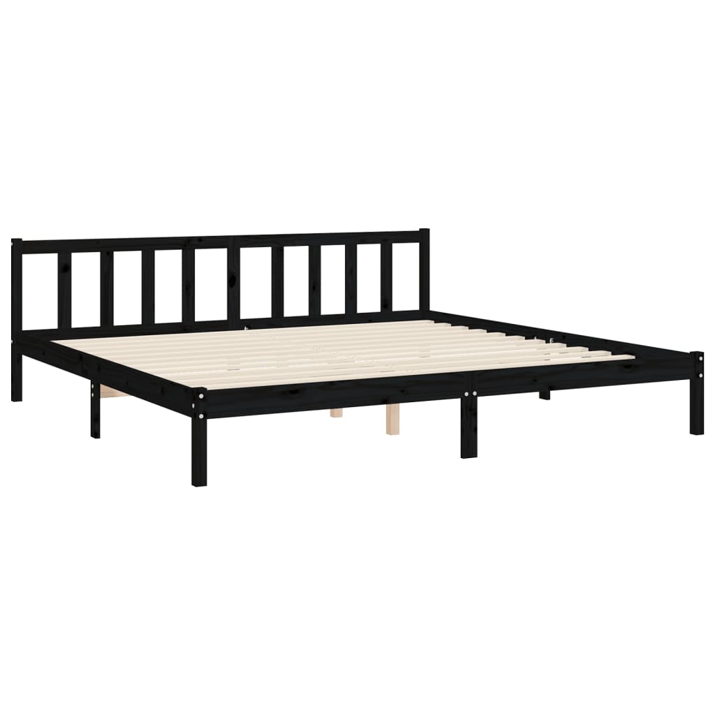 Cadru pat cu tăblie 200x200 cm, negru, lemn masiv GartenMobel Dekor