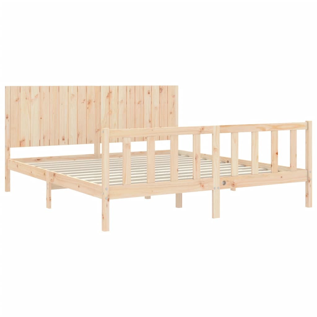 Cadru de pat cu tăblie Super King Size, lemn masiv GartenMobel Dekor