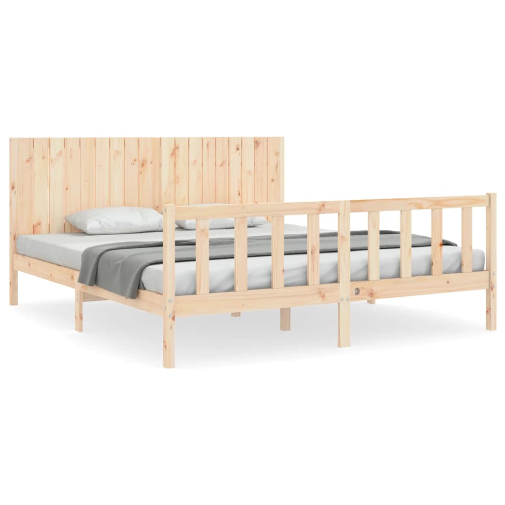 Cadru de pat cu tăblie Super King Size, lemn masiv GartenMobel Dekor