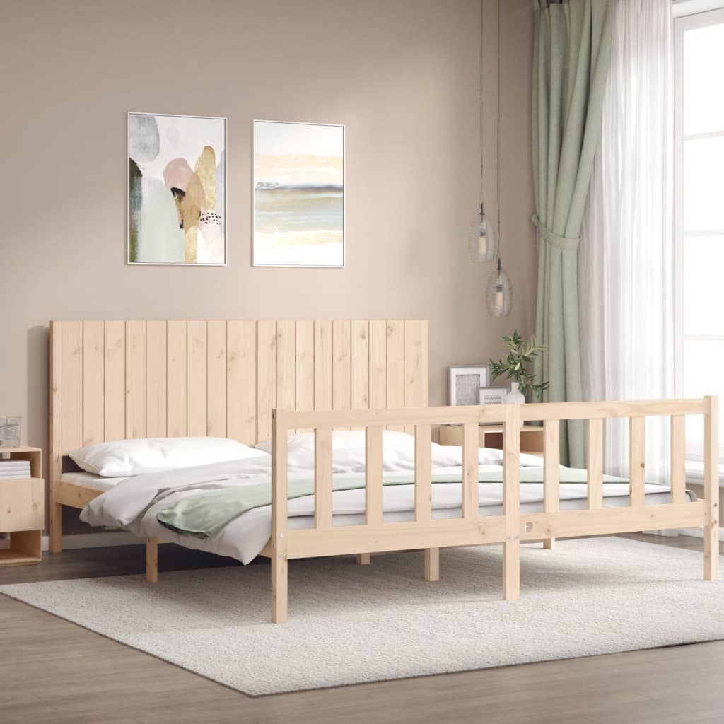 Cadru de pat cu tăblie Super King Size, lemn masiv GartenMobel Dekor