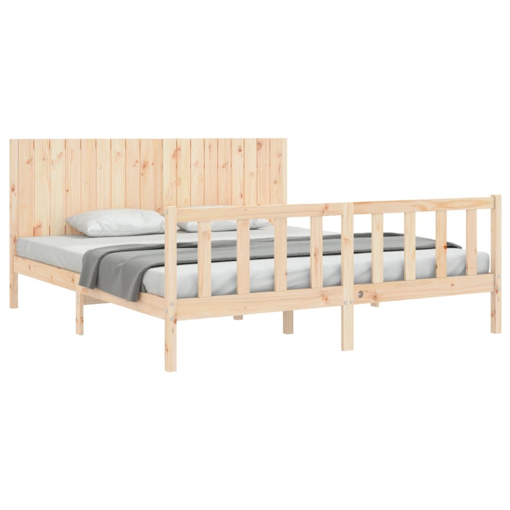 Cadru de pat cu tăblie Super King Size, lemn masiv GartenMobel Dekor