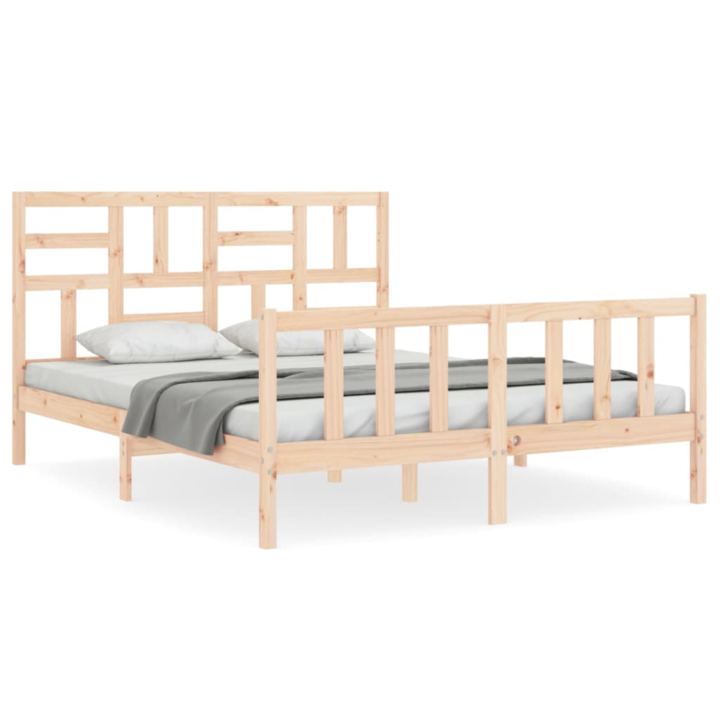 Cadru de pat cu tăblie, king size, lemn masiv GartenMobel Dekor