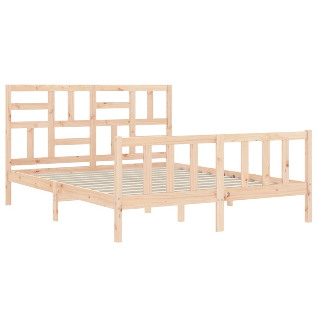 Cadru de pat cu tăblie, king size, lemn masiv GartenMobel Dekor