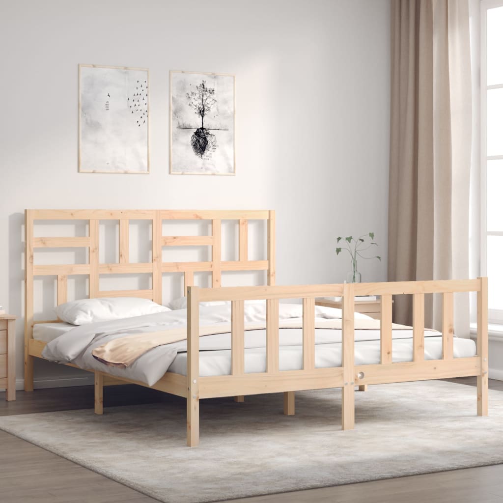 Cadru de pat cu tăblie, king size, lemn masiv GartenMobel Dekor