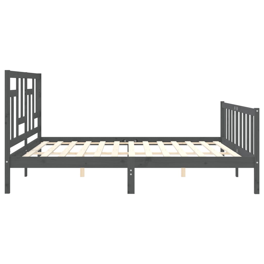 Cadru pat cu tăblie 200x200 cm, gri, lemn masiv GartenMobel Dekor