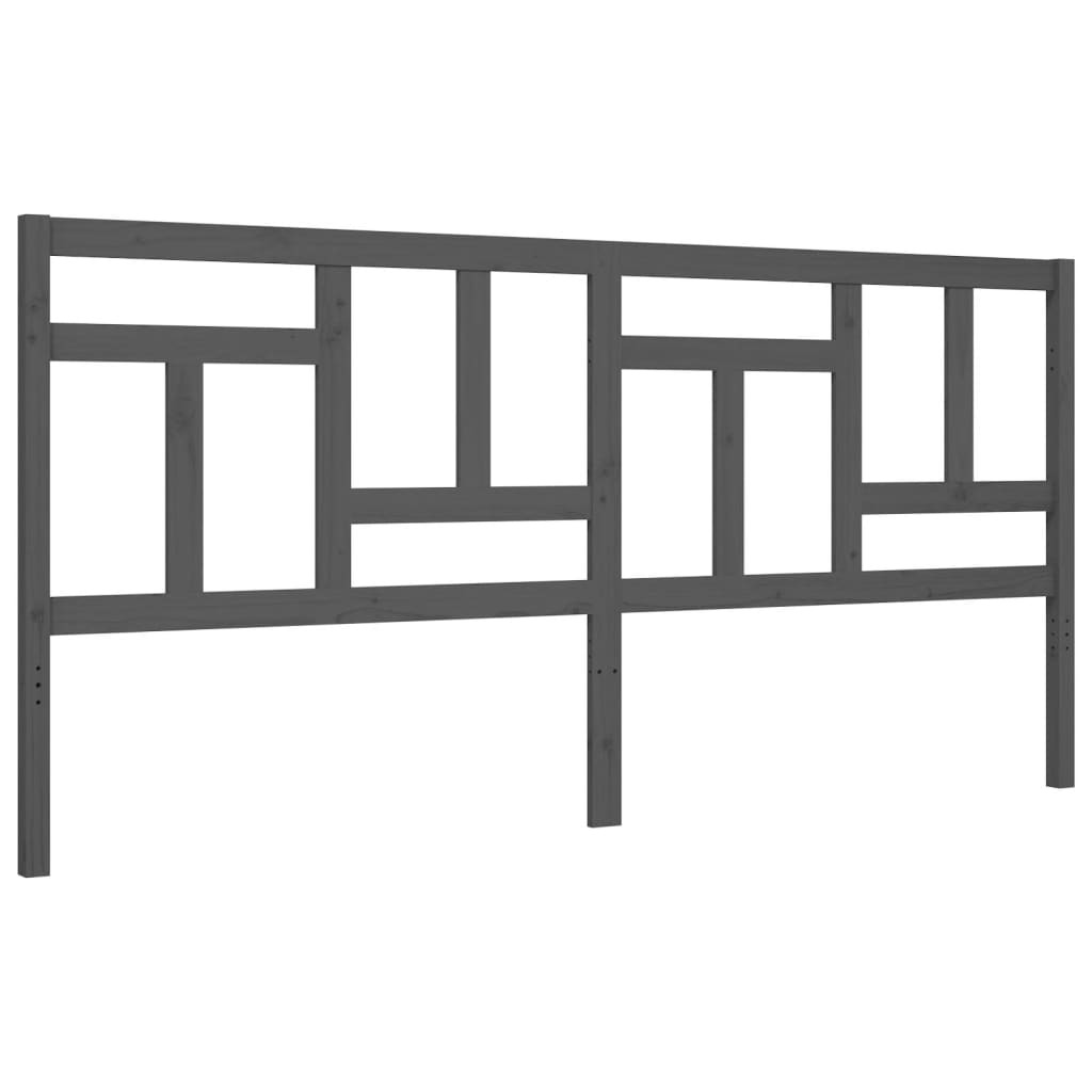Cadru pat cu tăblie 200x200 cm, gri, lemn masiv GartenMobel Dekor