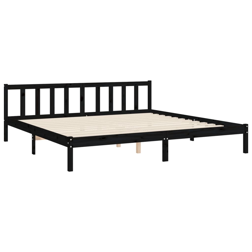 Cadru pat cu tăblie 200x200 cm, negru, lemn masiv GartenMobel Dekor
