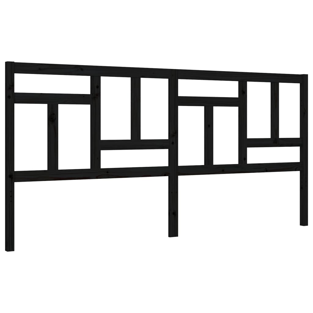 Cadru pat cu tăblie 200x200 cm, negru, lemn masiv GartenMobel Dekor