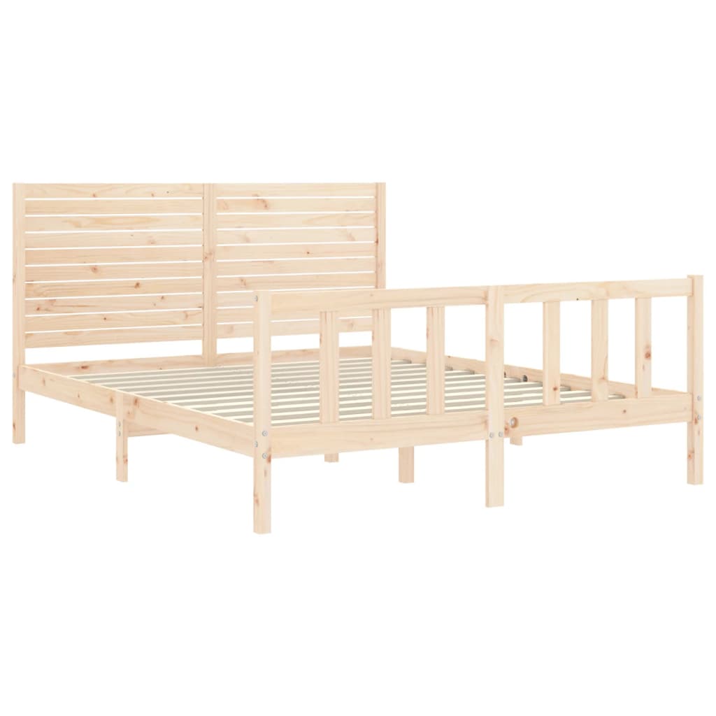 Cadru de pat cu tăblie, king size, lemn masiv GartenMobel Dekor