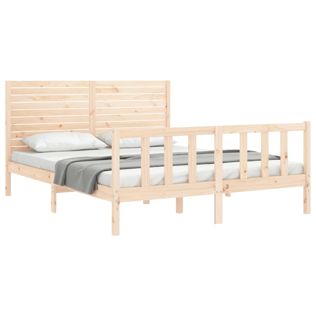 Cadru de pat cu tăblie, king size, lemn masiv GartenMobel Dekor