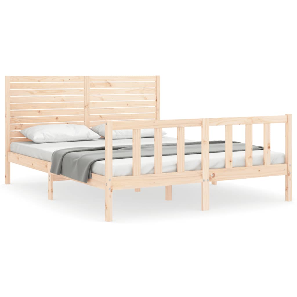 Cadru de pat cu tăblie, king size, lemn masiv GartenMobel Dekor