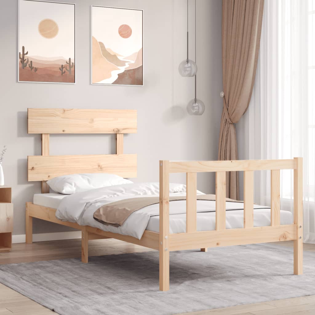 Cadru de pat cu tăblie single, lemn masiv GartenMobel Dekor