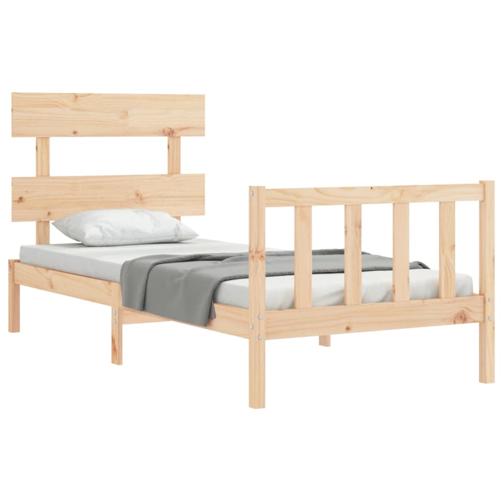 Cadru de pat cu tăblie single, lemn masiv GartenMobel Dekor